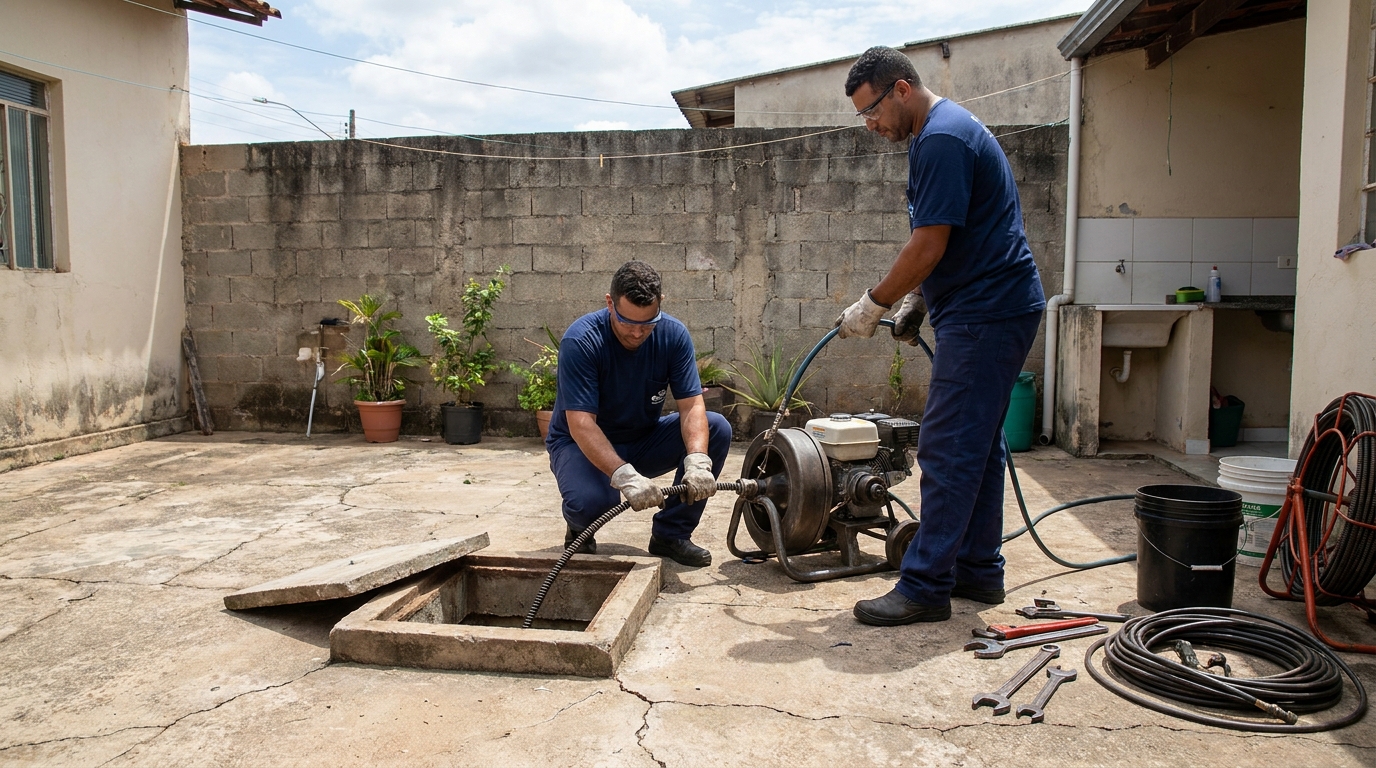 Desentupimento de esgoto residencial em Cavaleiro, Jaboatão dos Guararapes‑PE